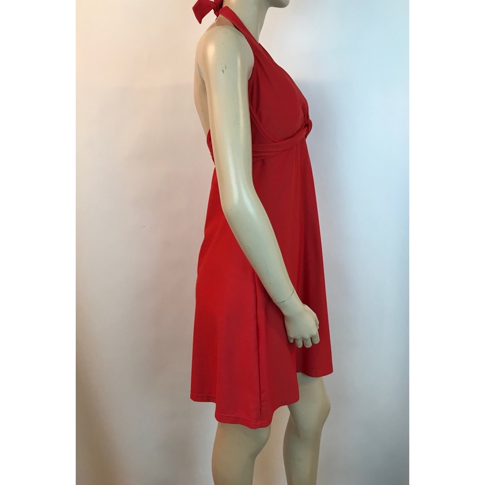 Athleta Swim Dress Red Tie Back Halter 36D/DD Tara - Picture 3 of 7